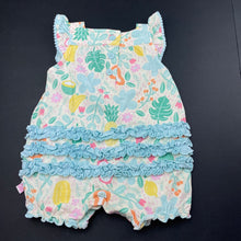 Load image into Gallery viewer, Girls Ruffle Butts, stretchy floral ruffle romper, EUC, size 000,  