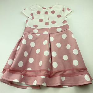 Girls LIPSY LONDON, pink & white spot party dress, EUC, size 2-3, L: 50cm