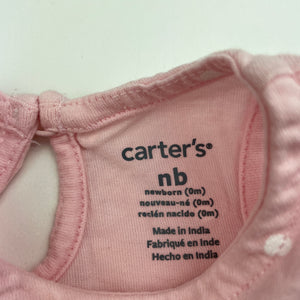 Girls Carters, pink cotton summer top, EUC, size 0000,  