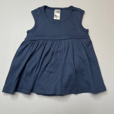 Girls Anko, blue ribbed cotton romper dress, EUC, size 00,  