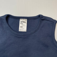 Load image into Gallery viewer, Girls Anko, blue ribbed cotton romper dress, EUC, size 00,  