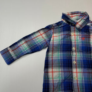 Boys Carters, checked lightweight cotton long sleeve shirt, GUC, size 0,  