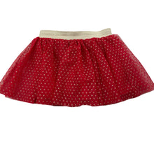 Load image into Gallery viewer, Girls Mango, lined red &amp; gold glitter party skirt, elasticated, L: 21.5cm, EUC, size 2,  