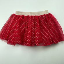 Load image into Gallery viewer, Girls Mango, lined red &amp; gold glitter party skirt, elasticated, L: 21.5cm, EUC, size 2,  