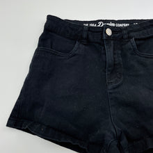 Load image into Gallery viewer, Girls 1964 Denim Co, black stretch denim shorts, W: 29.5cm across, GUC, size 12,  