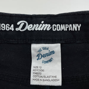 Girls 1964 Denim Co, black stretch denim shorts, W: 29.5cm across, GUC, size 12,  