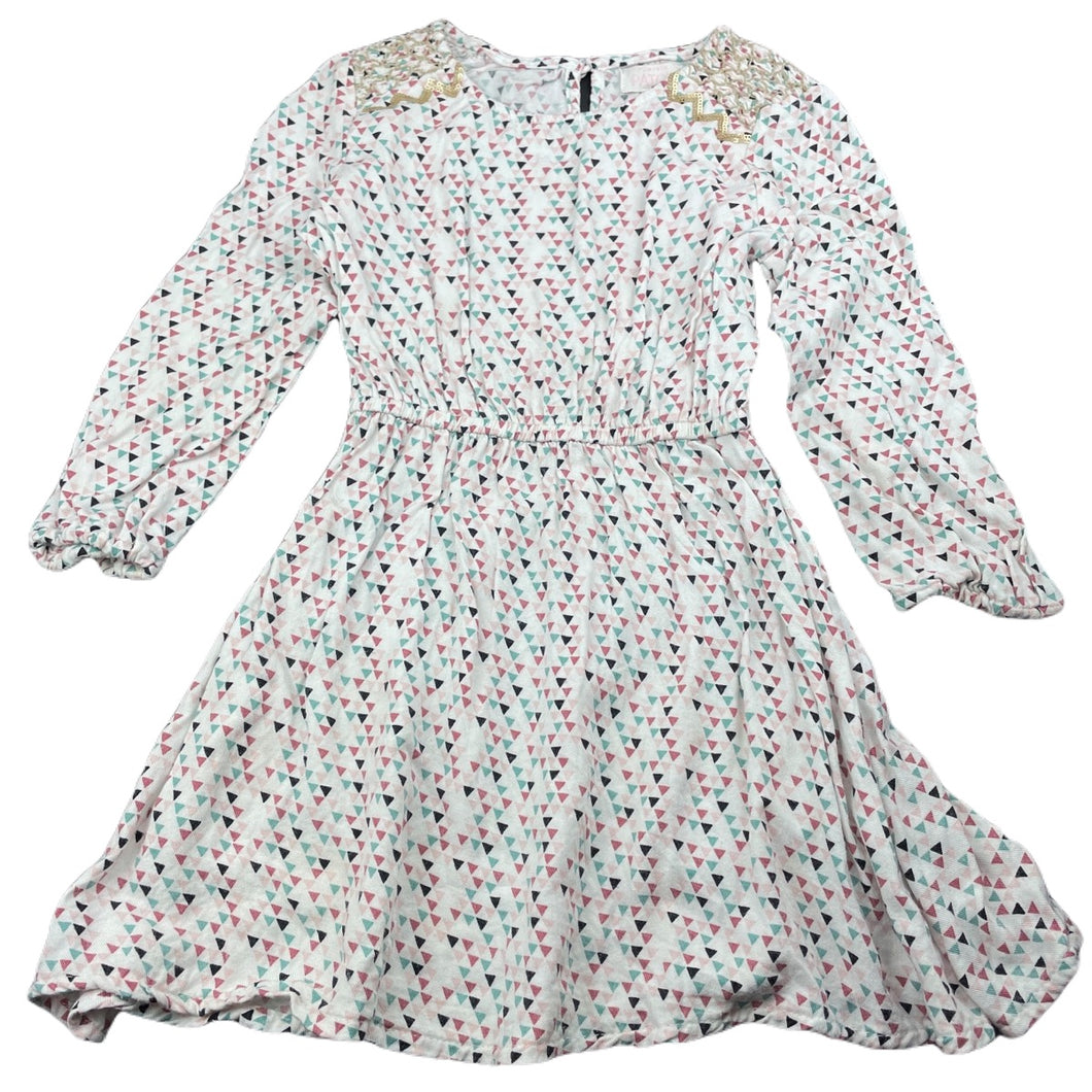 Girls Pumpkin Patch, viscose long sleeve dress, marks back of sleeves, FUC, size 5, L: 55cm