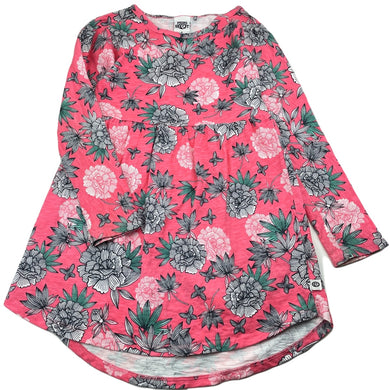 Girls Piping Hot, floral cotton long sleeve dress, GUC, size 6, L: 60cm approx