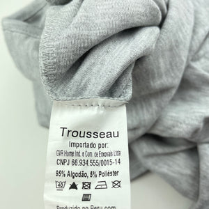 unisex TROUSSEAU, grey marle hooded coverall / romper, GUC, size 00,  
