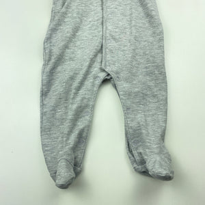 unisex TROUSSEAU, grey marle hooded coverall / romper, GUC, size 00,  