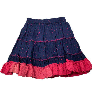 Girls lined, skirt, elasticated, discolouration on hem, no labels, L: 35cm, W: 25cm across unstretched, FUC, size 3-4,  