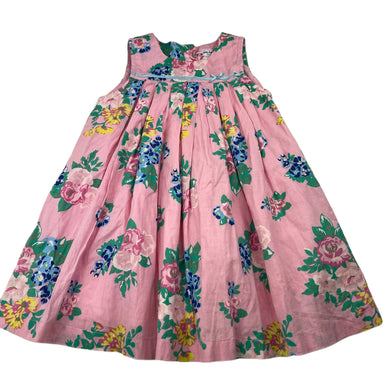 Girls Baby Boden, lined lightweight floral cotton dress, light marks, FUC, size 2, L: 49cm