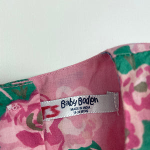 Girls Baby Boden, lined lightweight floral cotton dress, light marks, FUC, size 2, L: 49cm