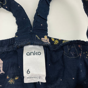 Girls Anko, navy lightweight cotton summer playsuit, EUC, size 6,  