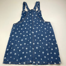 Load image into Gallery viewer, Girls Ollies Place, stretch denim overalls dress / pinafore, GUC, size 10, L: 62cm