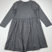 Load image into Gallery viewer, Girls Cotton On, grey marle / rainbow glitter long sleeve dress, NEW, size 6, L: 65cm