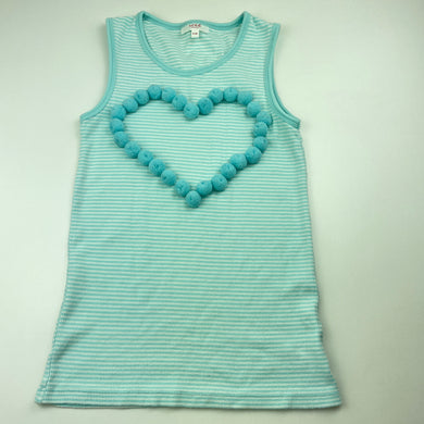 Girls Seed, ribbed stretchy singlet / tank top, pom poms, FUC, size 9-10,  