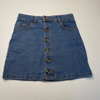 Girls 1964 Denim Co, blue stretch denim skirt, L: 35cm, W: 32cm across, EUC, size 12,  