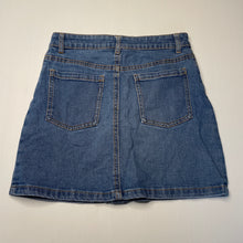 Load image into Gallery viewer, Girls 1964 Denim Co, blue stretch denim skirt, L: 35cm, W: 32cm across, EUC, size 12,  