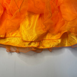 Girls lined, orange tulle skirt, elasticated, W: 27cm across unstretched, EUC, size 8-10,  