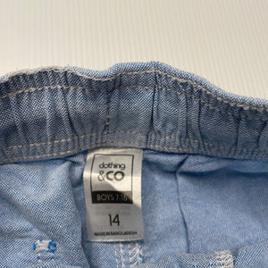 Boys Clothing & Co, blue cotton shorts, elasticated, GUC, size 14,  