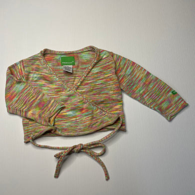 Girls Fred Bare, colourful cotton cross-over cardigan, EUC, size 0,  