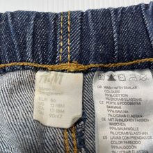 Load image into Gallery viewer, unisex H&amp;M, blue stretch denim pants / bottoms, elasticated, Inside leg: 27cm, FUC, size 1-2,  