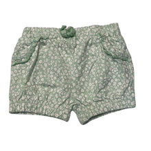 Load image into Gallery viewer, Girls Baby Berry, green floral cotton shorts, elasticated, EUC, size 000,  