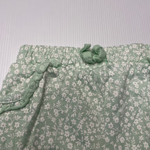 Load image into Gallery viewer, Girls Baby Berry, green floral cotton shorts, elasticated, EUC, size 000,  