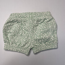 Load image into Gallery viewer, Girls Baby Berry, green floral cotton shorts, elasticated, EUC, size 000,  