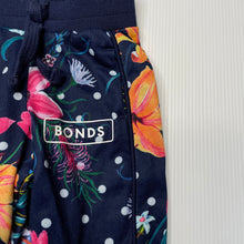 Load image into Gallery viewer, Girls Bonds, navy floral track pants / bottoms, elasticated, EUC, size 000,  