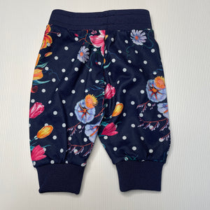 Girls Bonds, navy floral track pants / bottoms, elasticated, EUC, size 000,  
