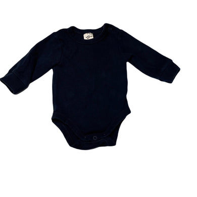 unisex Baby Berry, navy pointelle cotton bodysuit / romper, GUC, size 000,  