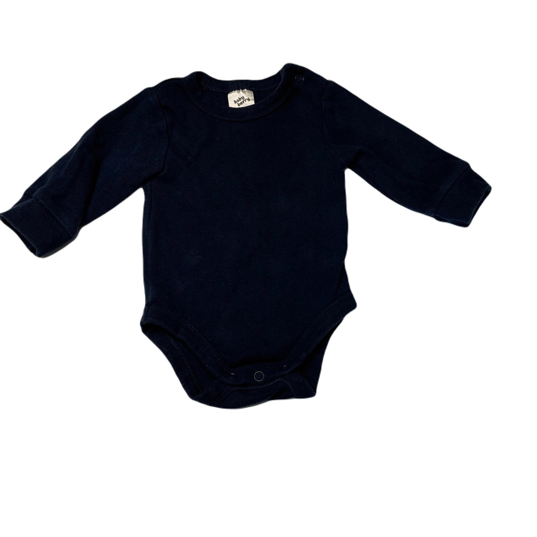 unisex Baby Berry, navy pointelle cotton bodysuit / romper, GUC, size 000,  