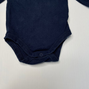 unisex Baby Berry, navy pointelle cotton bodysuit / romper, GUC, size 000,  