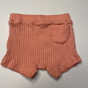 Girls Anko, pink ribbed cotton shorts, elasticated, EUC, size 00,  