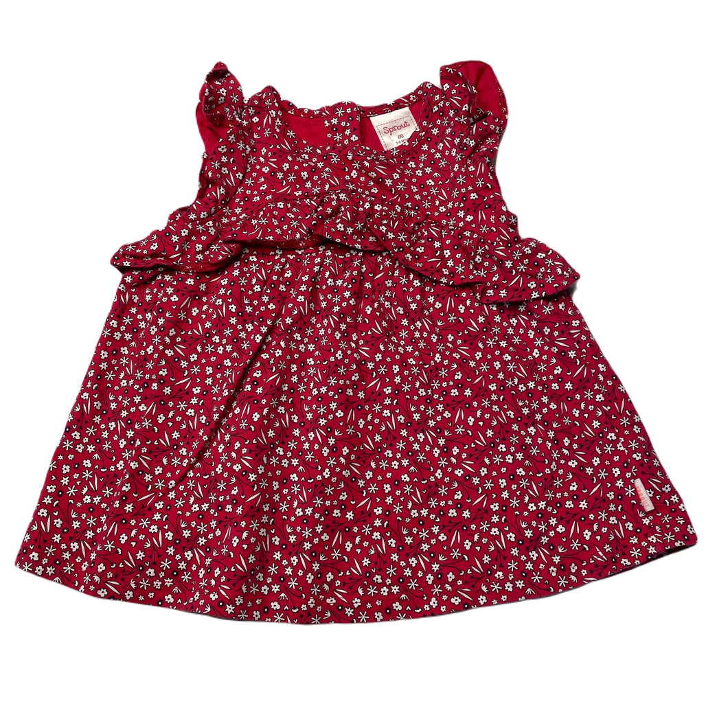 Girls Sprout, floral cotton summer dress, EUC, size 00, L: 34cm