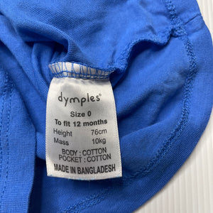 Boys Dymples, blue cotton t-shirt / top, GUC, size 0,  