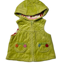 Load image into Gallery viewer, Girls Gymboree, cotton lined velour hooded vest, FUC, size 0,  