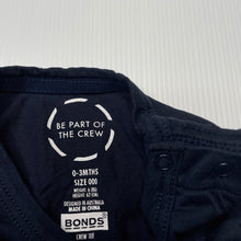 Load image into Gallery viewer, unisex Bonds, navy organic cotton t-shirt / top, EUC, size 000,  