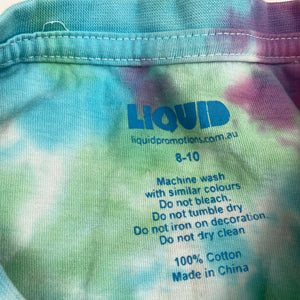 unisex LIQUID, tie dyed cotton t-shirt / top, coding, EUC, size 8-10,  