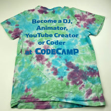 Load image into Gallery viewer, unisex LIQUID, tie dyed cotton t-shirt / top, coding, EUC, size 8-10,  