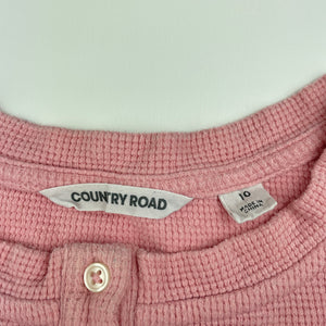 Girls Country Road, waffle cotton long sleeve henley top, small marks back left sleeve, FUC, size 10,  