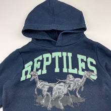 Load image into Gallery viewer, Boys Cotton On, navy fleece lined hoodie sweater, dinosaurs, FUC, size 4,  