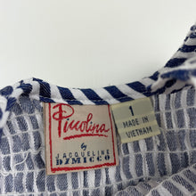 Load image into Gallery viewer, Girls Piccolina, striped lightweight cotton dress, light marks, FUC, size 1, L: 48cm
