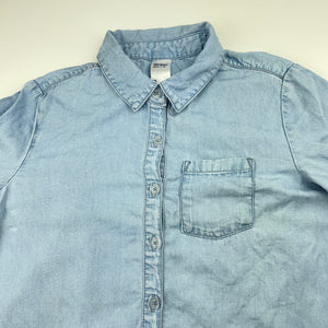 Girls Anko, blue lyocell long sleeve shirt, light mark on front, FUC, size 9,  