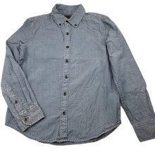 Load image into Gallery viewer, Boys Indie, blue cotton long sleeve shirt, discolouration on cuffs, FUC, size 8,  