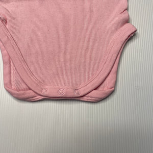 Girls Dymples, pink ribbed cotton singletsuit, EUC, size 000,  