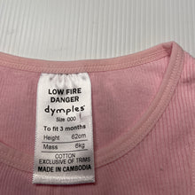 Load image into Gallery viewer, Girls Dymples, pink ribbed cotton singletsuit, EUC, size 000,  