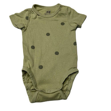 unisex H&M, green organic cotton bodysuit / romper, GUC, size 000,  